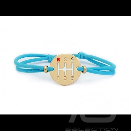 Gearbox Bracelet Gold finish Coloured cord Miami blue Made in France
