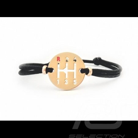 Gearbox Bracelet Gold finish Coloured cord black Made in France