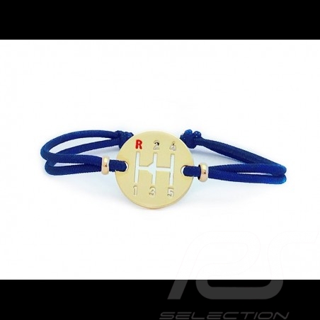 Gearbox Bracelet Gold finish Coloured cord France blue Made in France