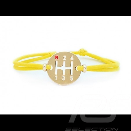 Gearbox Bracelet Gold finish Coloured cord speed yellow Made in France