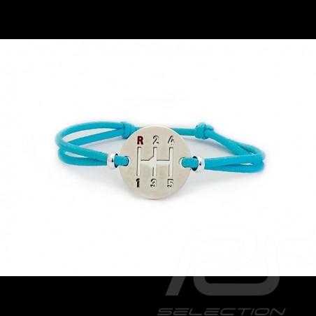 Gearbox Bracelet Silver finish Coloured cord Miami blue Made in France