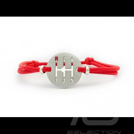Bracelet Gearbox finition Argent cordon de couleur rouge Indien Indian red Indischrot Made in France