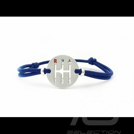 Gearbox Bracelet Silver finish Coloured cord France blue Made in France