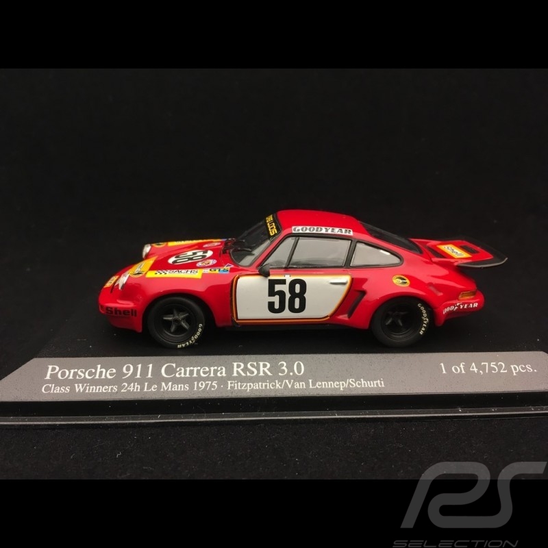 Porsche 911 Carrera RSR 3.0 Winner Le Mans 1975 n° 58 1/43 Minichamps 430756958 Porsche 911 Carrera RSR 3.0 Winner Le Mans 1975 n° 58 1/43 Minichamps 430756958