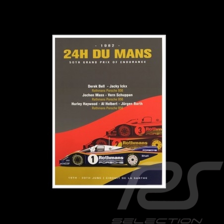 Toile imprimée 24H du Mans 1982 triple victoire Porsche 956 LH Rothmans