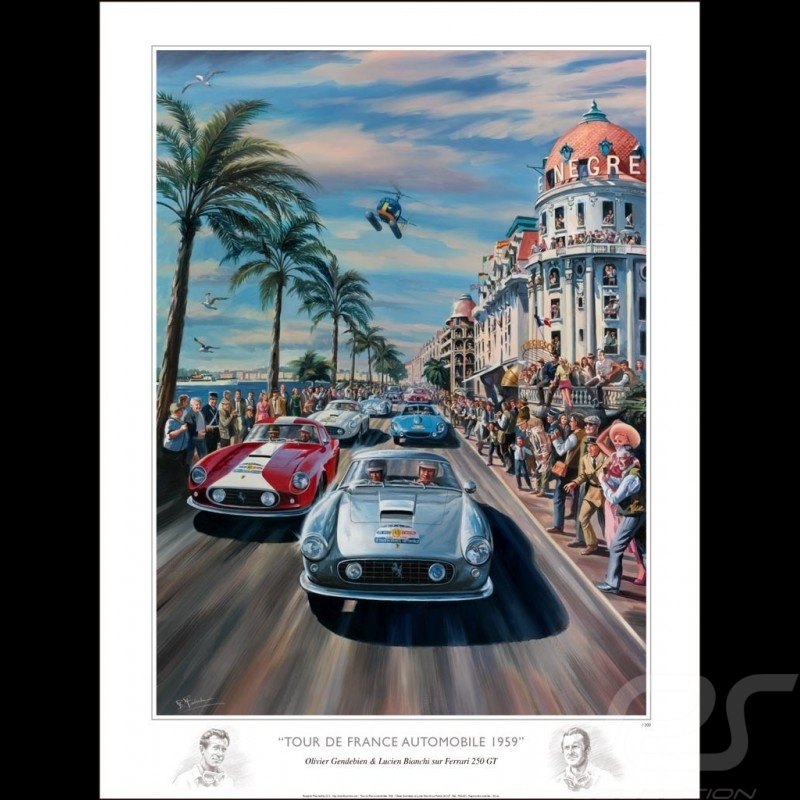 Tour de France Auto 1959 Original Zeichnung von Benjamin Freudenthal