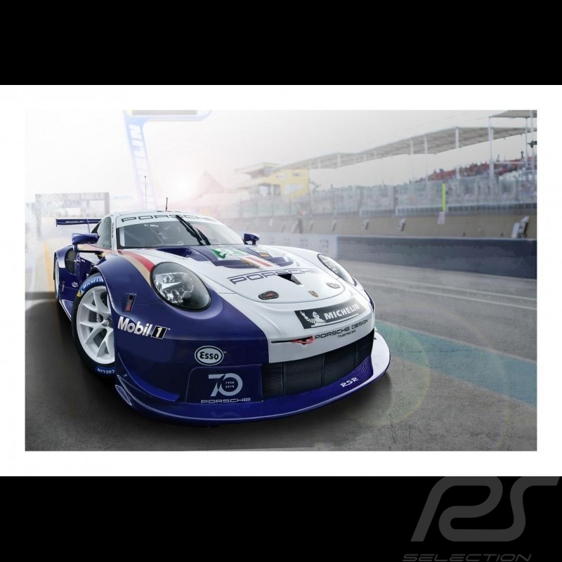 Porsche 991 RSR Rothmans style Porsche 70 years poster 29.7cm x 42cm