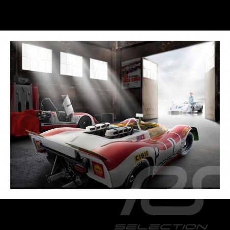 Poster Plakat ancien garage avec Old garage with Alte garage mit Porsche 908 /02 n° 1 Nürburgring 1969 83.8cm x 59cm