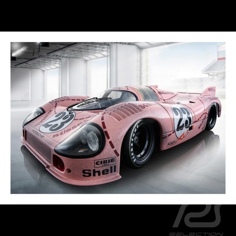 Porsche 917 n° 23 "Pink pig" finish line poster 29.7cm x 42cm