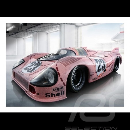 Poster Plakat Porsche 917 n° 23 "Cochon rose" "pink pig" "rosa sau"finish line  29.7cm x 42cm
