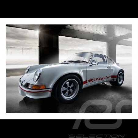 Poster plakat Porsche 911 Carrera RS 2.8 blanc / rouge  29.7cm x 42cm