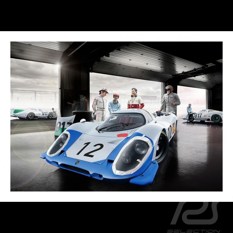 Poster Porsche 997 GT3 RSR Gulf Racing sur tarmac 29.7cm x 42cm