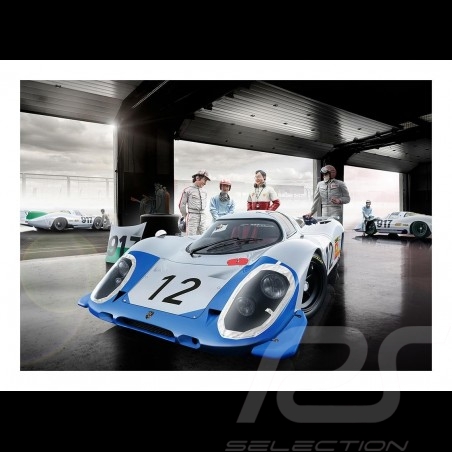Poster Porsche 997 GT3 RSR Gulf Racing sur tarmac 29.7cm x 42cm