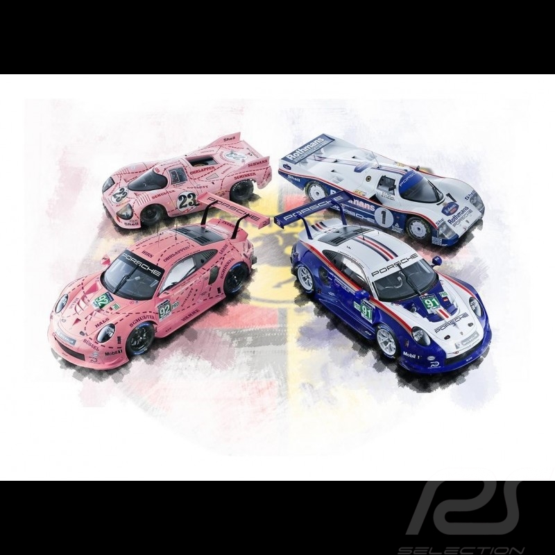 Porsche 991 GT3 RS "Pink pig" and Rothmans poster 29.7cm x 42cm