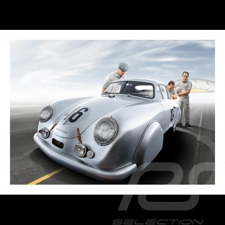 Poster Plakat Porsche 356SL Veuillet et and und Mouche Le Mans 1951 29.7cm x 42cm