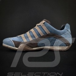 Chaussure Sport sneaker / basket Style pilote Bleu Pacifique / marron Shoes Schuhe pacific blue blau homme men herren