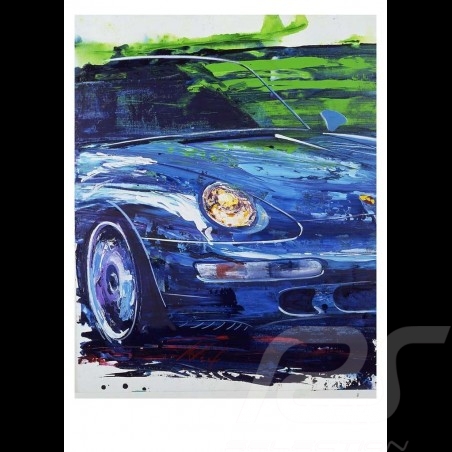 Porsche 911 type 993 Carrera 4S bleue Reproduction d'une peinture originale de Uli Hack