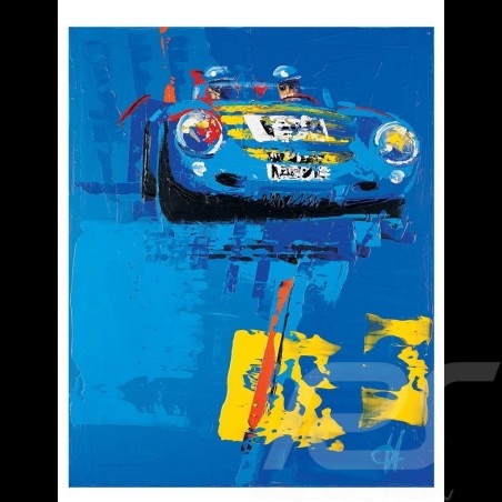 Porsche 550 spyder blue Mille Miglia 2003 Reproduction of an Uli Hack original painting