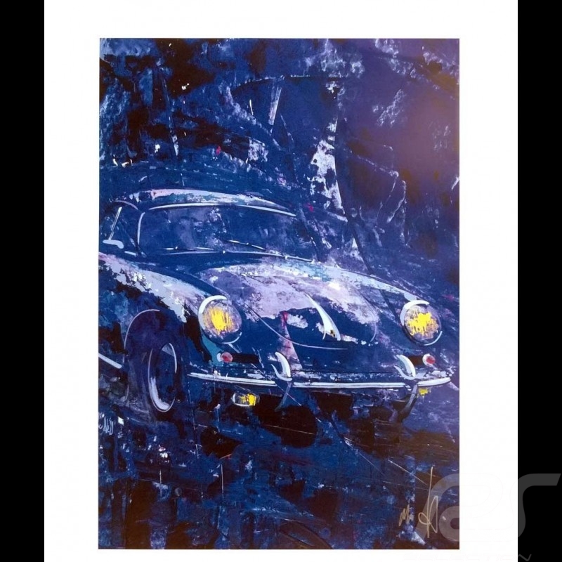 Porsche 356 State of Art Belgique Bleue Reproduction d'une peinture originale de Uli Hack
