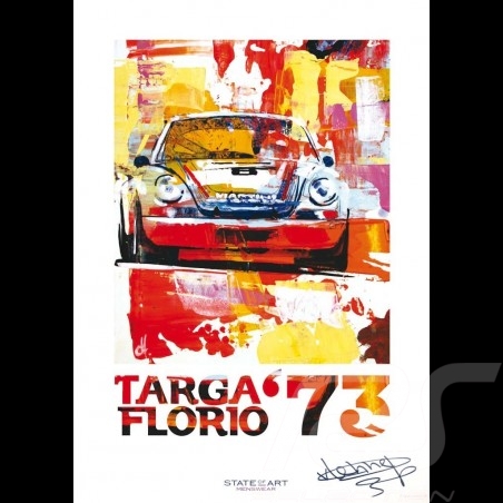 Porsche 911 Carrera RSR Targa Florio 1973 signature Reproduction of an Uli Hack original painting