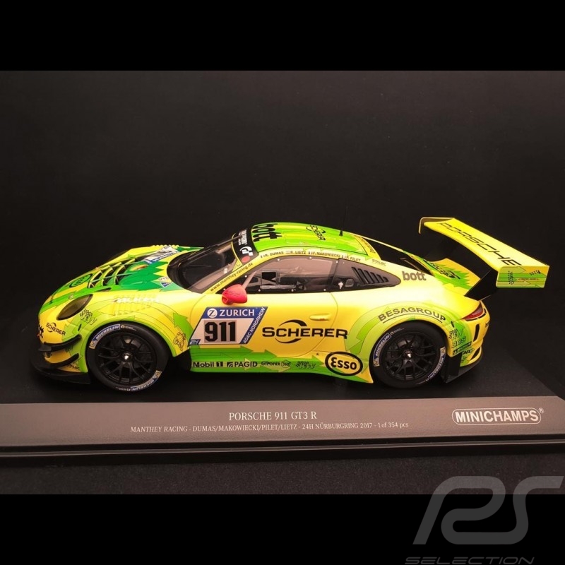 Porsche 911 typ 991 GT3 R Nürburgring 2017 n° 911 Manthey racing 1/18 Minichamps 155176911