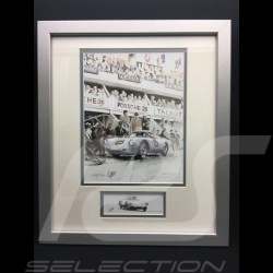 Porsche 550 A RS n° 25 24h du Mans 1958 wood frame aluminum with black and white sketch Limited edition Uli Ehret - 309