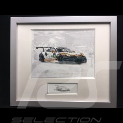 Porsche 991 GT3 RSR n° 91 Le Mans 2019 cadre bois alu wood frame aluminum Aluminium Rahmen Uli Ehret 