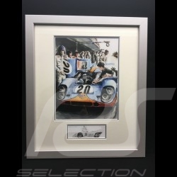 Porsche 917 K Gulf n° 20 Mc Queen Le Mans 1970 wood frame aluminum with black and white sketch Limited edition Uli Ehret - 324