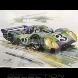 Porsche 917 LH n° 3 Psychedelic Le Mans 1971 wood frame aluminum with black and white sketch Limited edition Uli Ehret - 275