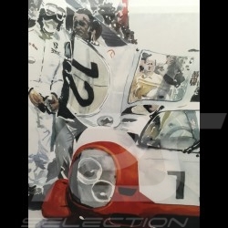 Porsche 917 LH Le Mans avec pilote with drivers mit fahrers cadre bois alu avec esquisse noir et blanc Uli Ehret - 28 
