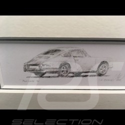 Porsche 911 classical black wood frame aluminum with black and white sketch Limited edition Uli Ehret - 527 schwarz