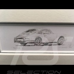 Porsche 911 Classique classical klassisch noir cadre bois alu avec esquisse noir et blanc Edition limitée Uli Ehret - 527 schwar