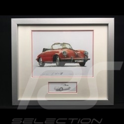 Porsche 356 C Cabriolet red wood frame aluminum with black and white sketch Limited edition Uli Ehret - 139