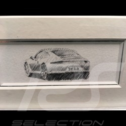 Porsche 911 typ 991 Carrera silber grau  Aluminium Rahmen mit Schwarz-Weiß Skizze Limitierte Auflage Uli Ehret - 139
