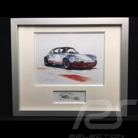 Porsche 911 2.8 Carrera RSR 1973 wood frame aluminum with black and white sketch Limited edition Uli Ehret - 496