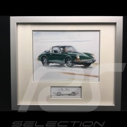 Porsche 911 Targa weiches Fenster grün Aluminium Rahmen mit Schwarz-Weiß Skizze Limitierte Auflage Uli Ehret - 262