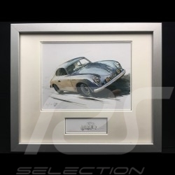 Porsche 356 A Carrera grey wood frame aluminum with black and white sketch Limited edition Uli Ehret - 135