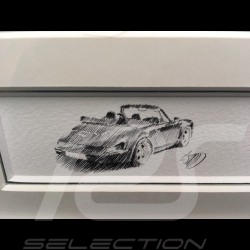 Porsche 911 type 964 turbo Cabriolet red wood frame aluminum with black and white sketch Limited edition Uli Ehret - 599