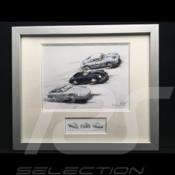 Porsche 356 Carerra Abarth, Speedster and 550 Coupe Aluminium Rahmen mit Schwarz-Weiß Skizze Limitierte Auflage Uli Ehret - 118