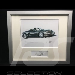 Porsche Boxster 981 black wood frame aluminum with black and white sketch Limited edition Uli Ehret - 545