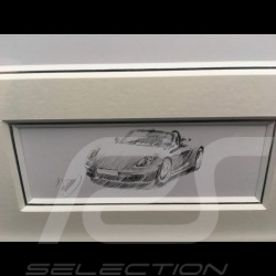 Porsche Boxster  981 schwarz Aluminium Rahmen mit Schwarz-Weiß Skizze Limitierte Auflage Uli Ehret - 545