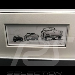 Porsche 356 Carrera / Cabriolet / 356 LM 1951 wood frame aluminum with black and white sketch Limited edition Uli Ehret - 199