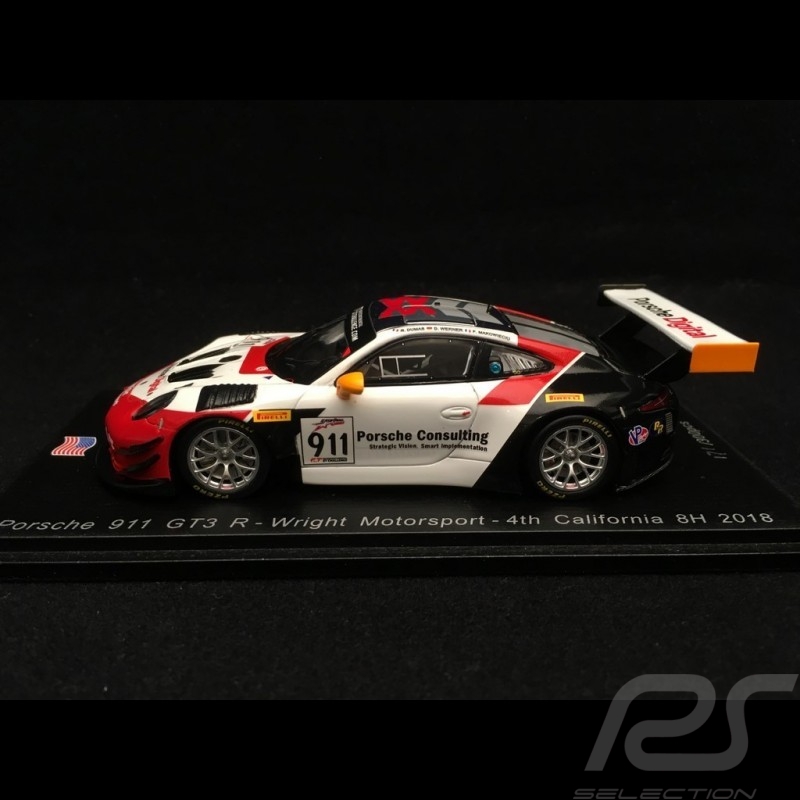 Porsche 911 GT3 R 991 n° 911 Dumas Makowiecki 4ème des 8h California Laguna Seca 2018 1/43 Spark US064