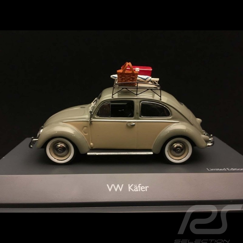 Coccinelle Beetle Käfer Volkswagen graugrün und beige mit Dachträger und picknick set 1953 1/43 Schuco 450258500