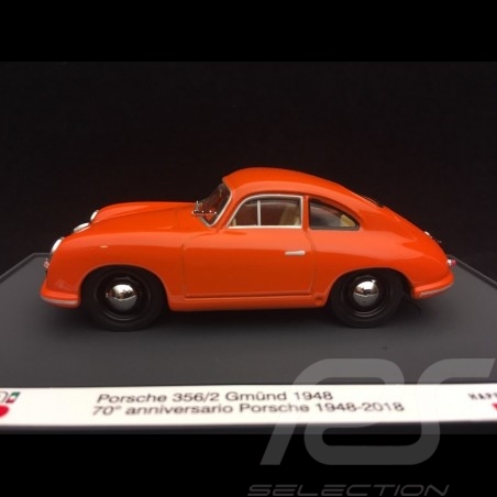 Porsche 356 /2 Gmünd 1948 orange 70ème anniversaire 70th anniversary 70-jähriges Jubiläum Porsche 1/43 Brumm S1830