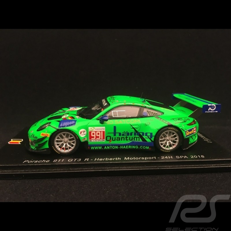 Porsche 911 GT3 R type 991 n° 991 Herberth Motorsport 24H SPA 2018 1/43 Spark SB218