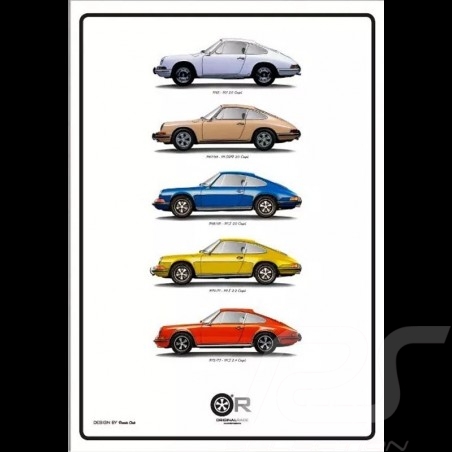 Porsche 911 Classic Silhouettes poster 50 x 70 cm