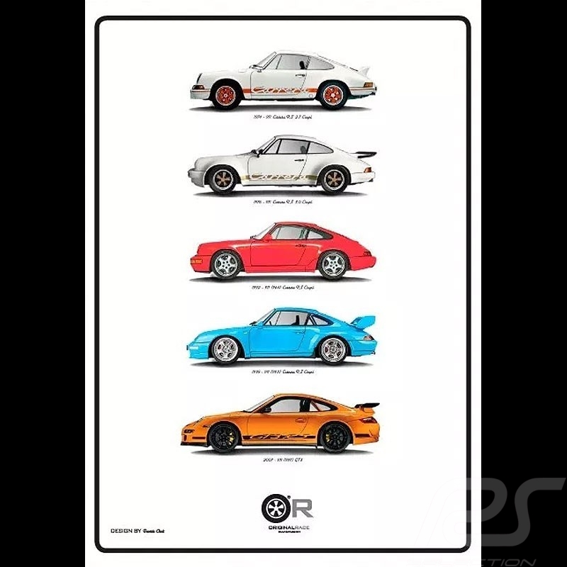 Poster Porsche 911 Exclusive Silhouettes 50 x 70 cm