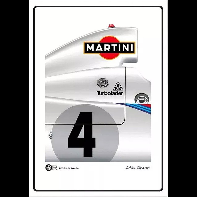 Poster Porsche 936 n° 4 Le Mans 1977 Martini 50 x 70 cm