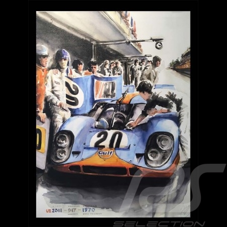 Porsche Poster 917 K Mc Queen Le Mans 1970 n° 20 - Reproduction imprimée d'une peinture de Uli Ehret - 324 - sur toile canvas le